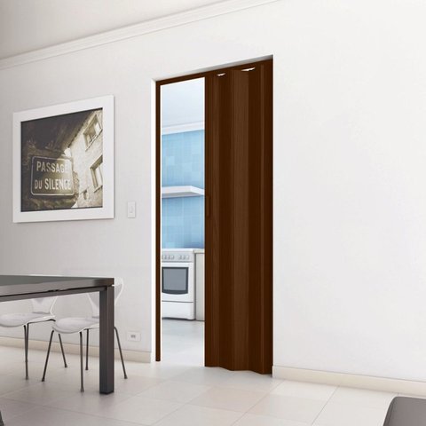 Porta Sanfonada de PVC 210cm x 60cm Plastporta Bcf Marrom/Imbuia