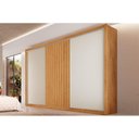 Ver imagem 1 de Guarda Roupas 3 Portas de Correr (1 Ripada) e 6 Gavetas Vitória Flex Peroba-peroba ou Off White -