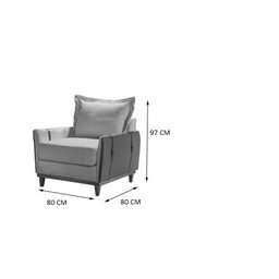 Kit 4 Poltronas Évora Linho Cinza com Couríssimo Nozes Acabamento com Cinto - 4