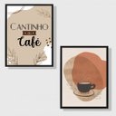 Ver imagem 1 de Kit 2 Quadros Cantinho Do Café Abstrato Marrom 45x34cm - com vidro:Madeira branca