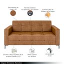Ver imagem 3 de Sofá Living Decorativo Houston 2 Lugares 200cm Pés em Metal Pu Caramelo G33 - Gran Belo