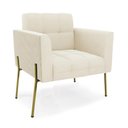 Ver imagem 3 de Poltrona Sala Decorativa Kit 2 Elisa Pé Aço Lateral Dourado Cotelê Ext/veludo Bege D03 - D’Rossi