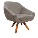 Ver imagem 2 de Kit 02 Poltronas Giratória Giovana Suede Marrom Base Madeira
