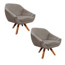 Ver imagem 1 de Kit 02 Poltronas Giratória Giovana Suede Marrom Base Madeira