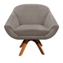 Ver imagem 4 de Kit 02 Poltronas Giratória Giovana Suede Marrom Base Madeira