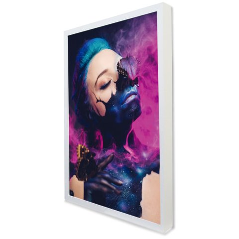 Quadro Decorativo Caixa Mulher Intense Tacolado Moldura Caixa Alta 4,5cm Branca sem Vidro 80 X 120cm