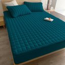 Ver imagem 1 de Lençol Impermeável Protetor de Colchão Matelado Microfibra Poliéster Casal Queen 1 Peça Azul