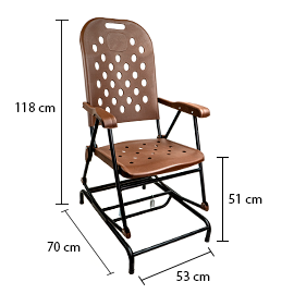 Cadeira de Balanço Aço Carbono Dobrável Reforçado Varal Sul - Marrom - 4