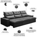 Ver imagem 3 de Sofá Retrátil Reclinável para Sala 4 Lugares 290cm Aires F04 Veludo Cinza Escuro - Lyam Decor