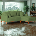 Ver imagem 3 de Sofá 3 Lugares Beny com Chaise Direito Linho Verde Oliva