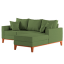 Ver imagem 4 de Sofá 3 Lugares Beny com Chaise Direito Linho Verde Oliva