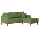 Ver imagem 1 de Sofá 3 Lugares Beny com Chaise Direito Linho Verde Oliva