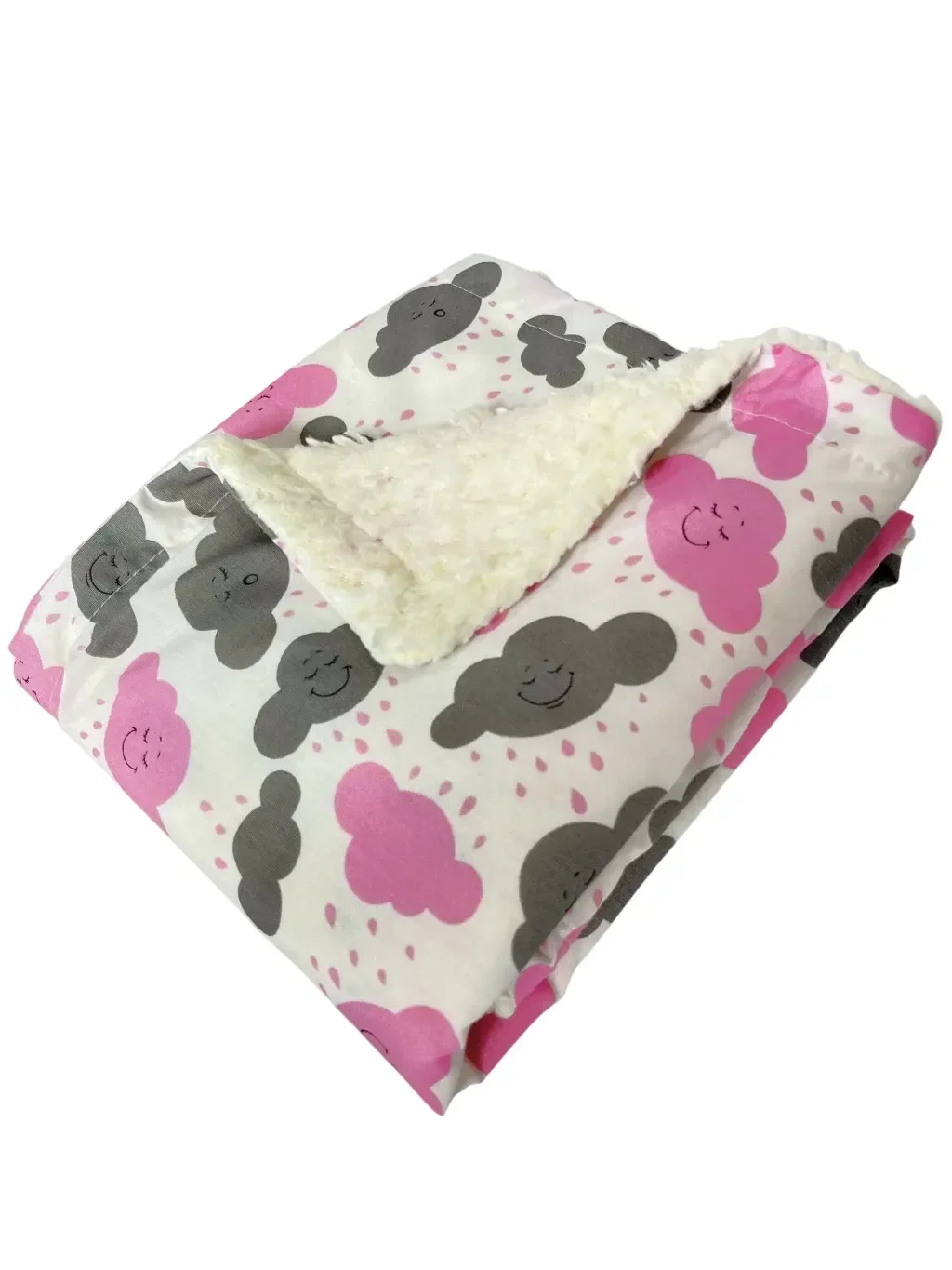 Cobertor de Sherpa Estampado M - Nuvem Rosa