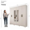 Ver imagem 4 de Guarda Roupa Armário Roupeiro Casal MDF 6 Portas 3 Gavetas 8 Prateleiras 4 Espelhos Quarto Branco