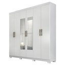 Ver imagem 2 de Guarda Roupa Armário Roupeiro Casal MDF 6 Portas 3 Gavetas 8 Prateleiras 4 Espelhos Quarto Branco