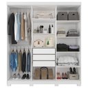 Ver imagem 3 de Guarda Roupa Armário Roupeiro Casal MDF 6 Portas 3 Gavetas 8 Prateleiras 4 Espelhos Quarto Branco