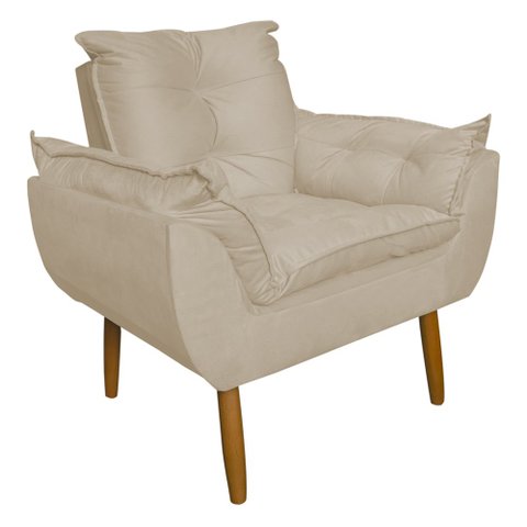 Poltrona Decorativa para Sala de Estar Opala Suede Bege - Montanaris Decor MD MONTANARIS DECOR