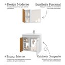 Ver imagem 3 de Conjunto para Banheiro Munique Ii Branco e Naturalle Ripado 3D com Espelheira Completa