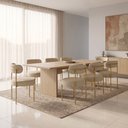Ver imagem 1 de Cadeira Sala Jantar Margara Kit 8 Base Aço Dourado Linho D03 - D'Rossi