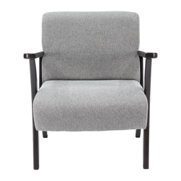 Poltrona Glamour em Madeira Maciça Ébano Preto com Assento e Encosto Estofado Tecido Grafite - 5