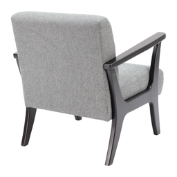 Poltrona Glamour em Madeira Maciça Ébano Preto com Assento e Encosto Estofado Tecido Grafite - 4