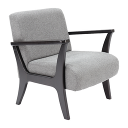 Poltrona Glamour em Madeira Maciça Ébano Preto com Assento e Encosto Estofado Tecido Grafite - 2