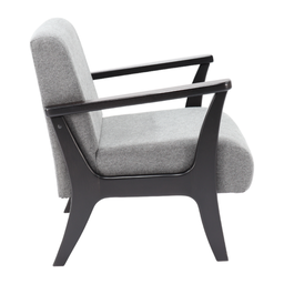 Poltrona Glamour em Madeira Maciça Ébano Preto com Assento e Encosto Estofado Tecido Grafite - 3