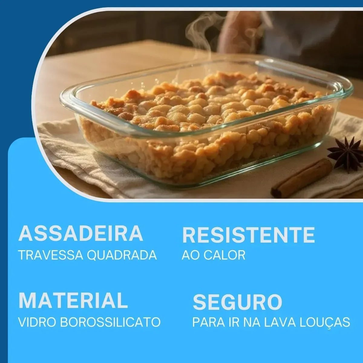 Assadeira Refratária Vidro Borossilicato 1,8l Quadrada - 4