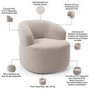 Ver imagem 3 de Poltrona Giratória Orgânica para Sala de Estar Living Helena L02 Bouclê Creme - Lyam Decor