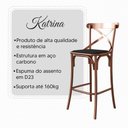 Ver imagem 3 de Conjunto 2 Banquetas Katrina com Encosto em Aço Cobre Assento Corano para Bancada de Cozinha - Preto