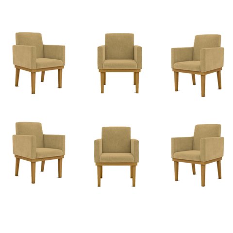Kit 6 Poltronas Decorativa Reforçada Oferta - Balaqui Decor Cor:Capuccino
