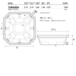 Spa Quadrado Turqueza Combate com Hidro - 127v - 2
