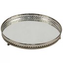 Ver imagem 1 de Bandeja Redonda Espelhada Decorativa Luxo Metal Cor Ferro 20,5CM KV0077