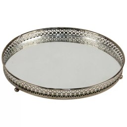 Bandeja Redonda Espelhada Decorativa Luxo Metal Cor Ferro 20,5CM KV0077 - 1 Bandeja Redonda Espelhada Decorativa Luxo Metal Cor Ferro 20,5CM KV0077 - 1