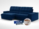 Ver imagem 6 de Sofá com Porta Copos e Carregador Usb Ret Rec Luke 2,30m Veludocristal Azul Marinho - Netsofas