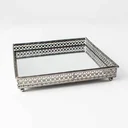 Ver imagem 3 de Bandeja Quadrada Espelhada Decorativa Luxo Metal Cor Ferro 17x17cm Kv0078