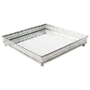Ver imagem 1 de Bandeja Quadrada Espelhada Decorativa Luxo Metal Cor Ferro 17x17cm Kv0078