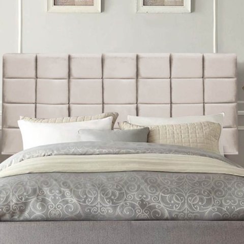 Painel Estofado Luxo Clara 90cm Solteiro para Cama Box Corino Bege - Gat Magazine