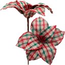 Ver imagem 2 de Kit 10 Flores Artificiais Xadrez Gliter Artesanal Natal 30cm
