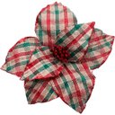 Ver imagem 4 de Kit 10 Flores Artificiais Xadrez Gliter Artesanal Natal 30cm