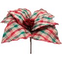 Ver imagem 5 de Kit 10 Flores Artificiais Xadrez Gliter Artesanal Natal 30cm