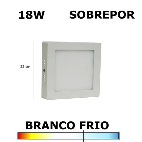 Painel Plafon LED 18W 22cm Sobrepor Quadrado 6000K