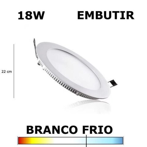 Painel Plafon Led 18w 22cm Embutir Redondo 6000k Evoled