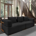 Ver imagem 1 de Sofá 4 Lugares 2,60m em Tecido Veludo com Aplique em Madeira - Scott Lucadi