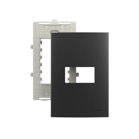 Placa com Suporte Margirius Sleek Colors 4x2 para 1 Módulo Horizontal Grafite