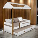 Ver imagem 1 de Cama Casa Solt. Lara Branco/mel C/ Aux. e 02 Colchões
