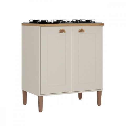 Balcão para Cooktop 4 Bocas 2 Portas Tunisia Off White e Canelato Atualle