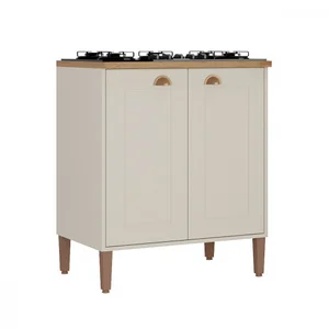 Balcão para Cooktop 4 Bocas 2 Portas Tunisia Off White e Canelato Atualle