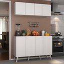 Ver imagem 2 de Kit Armário de Cozinha Aéreo e Balcão 4 Portas Retrô Multimóveis Mp2170 Branco