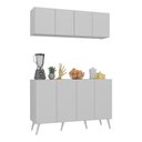 Ver imagem 1 de Kit Armário de Cozinha Aéreo e Balcão 4 Portas Retrô Multimóveis Mp2170 Branco